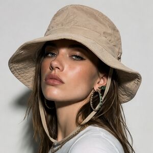 The Ultimate Hat Vintage Tan Jungle Bushwaker Bucket Sun Hat Made USA 7 5/8